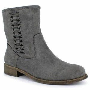 Womens Ankle Boots Dolce Mojo Jody Gray Suede 7.5 Mid Block Heel Slip On Shoes